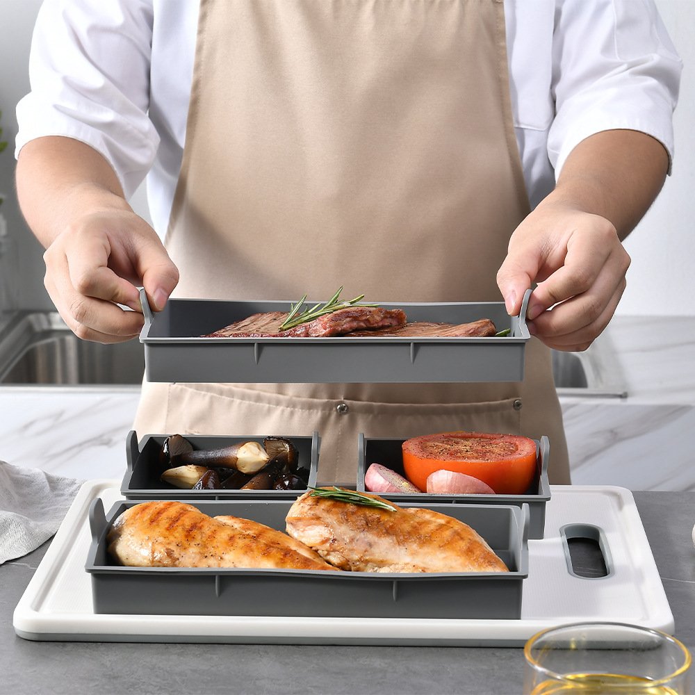 4-Pack Reusable Non-stick Bakeware Silicone Baking Pan Cake Pan Pastry Tools Frame Silicone Tray