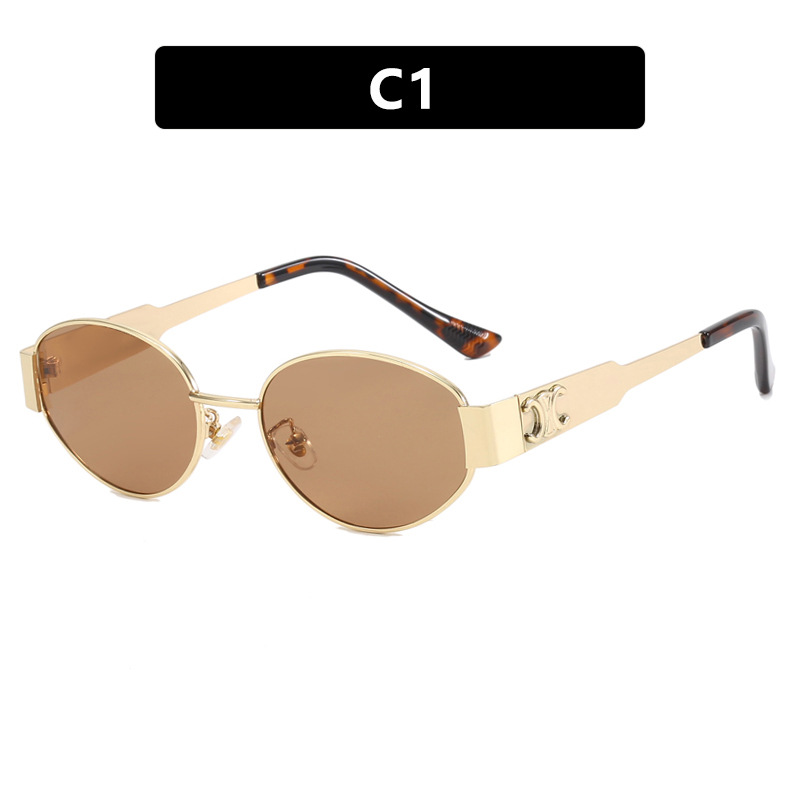 sunglasses 2024 retro vintage punk cool oval sunglasses women men gold metal frame small sun glasses driving shades sunglasses