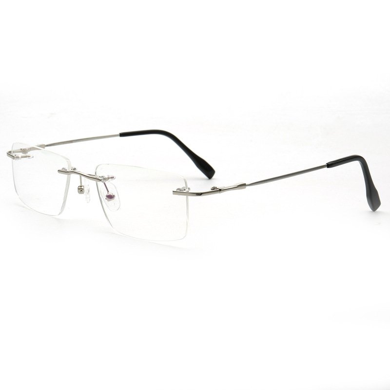 Stock Square rimless Custom prescription glasses High quality flex beta Memory titanium eyeglasses optical frames