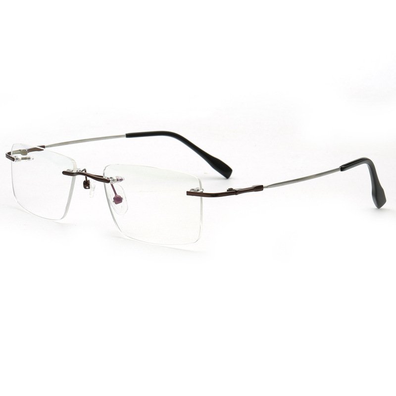 Stock Square rimless Custom prescription glasses High quality flex beta Memory titanium eyeglasses optical frames