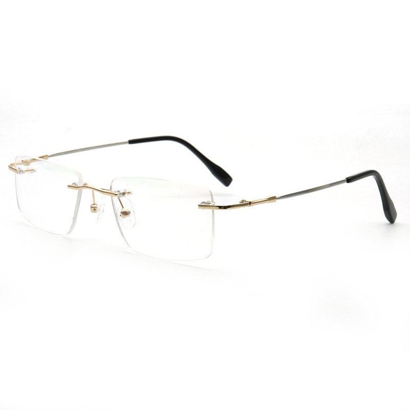 Stock Square rimless Custom prescription glasses High quality flex beta Memory titanium eyeglasses optical frames