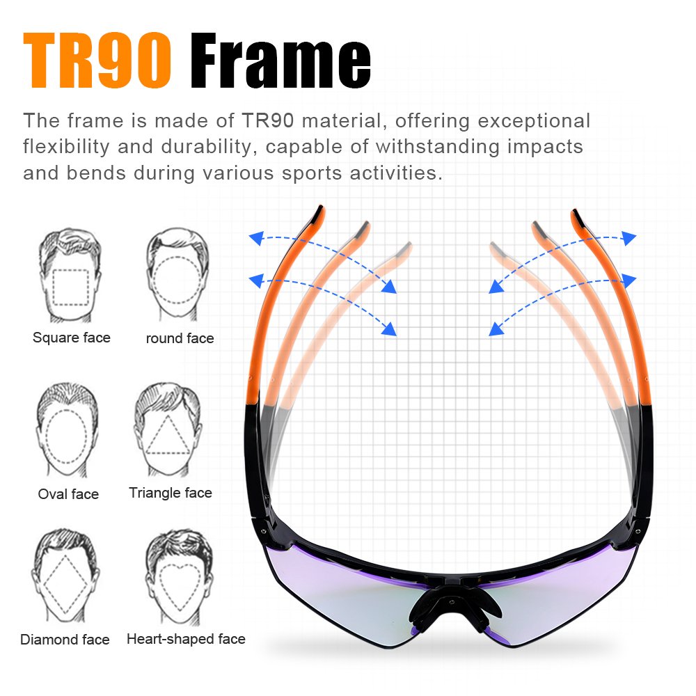 UV400 Protection Photochromic Sports Glasses for Road and Mountain Biking Ultra-Light Polarized Cycling Biking Sunglasses