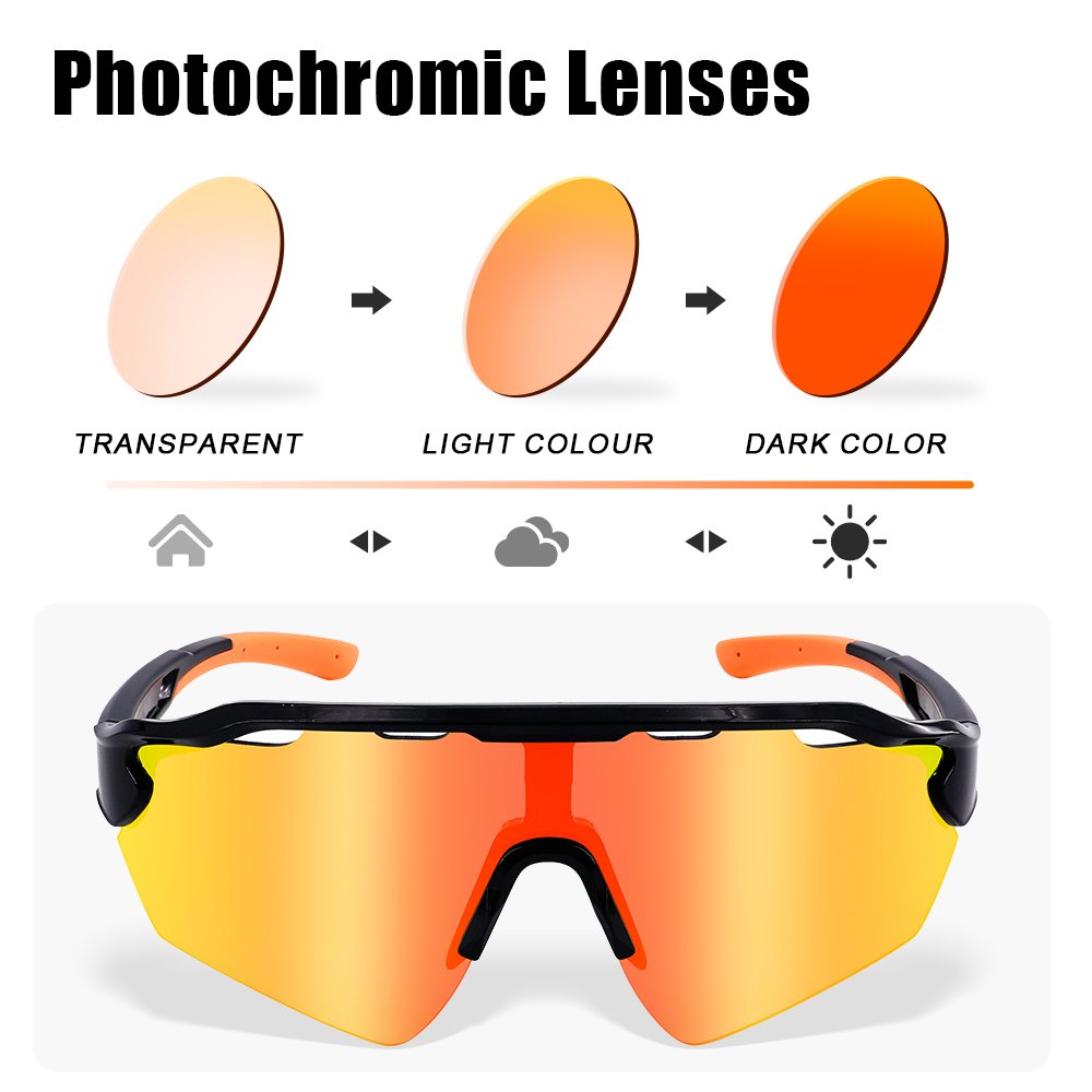UV400 Protection Photochromic Sports Glasses for Road and Mountain Biking Ultra-Light Polarized Cycling Biking Sunglasses