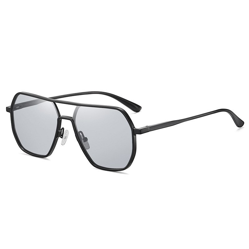 Luxury Designer Men Unique Custom Metal Logo Womens Black Aluminum Magnesium Polarized Sunglasses 2024 Double Bridge