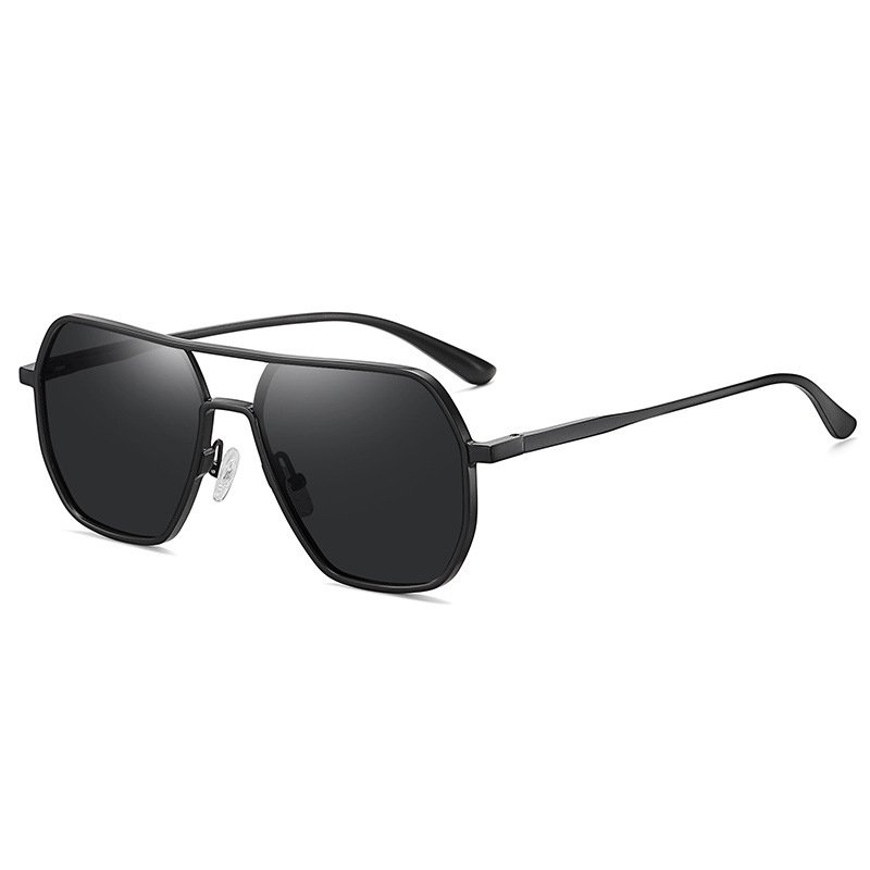 Luxury Designer Men Unique Custom Metal Logo Womens Black Aluminum Magnesium Polarized Sunglasses 2024 Double Bridge