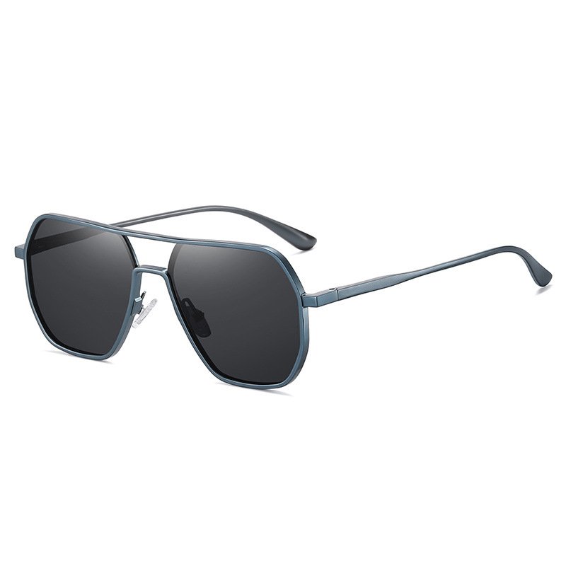 Luxury Designer Men Unique Custom Metal Logo Womens Black Aluminum Magnesium Polarized Sunglasses 2024 Double Bridge