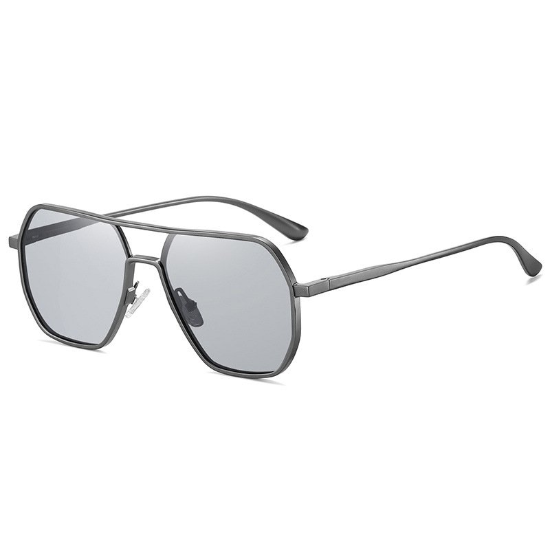 Luxury Designer Men Unique Custom Metal Logo Womens Black Aluminum Magnesium Polarized Sunglasses 2024 Double Bridge