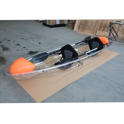 Double-Seat Clear Transparent PC Canoe Kayak with Aluminum Frame for Adults-4m Fishing or Pedal Kayak with 2 Person Capacity