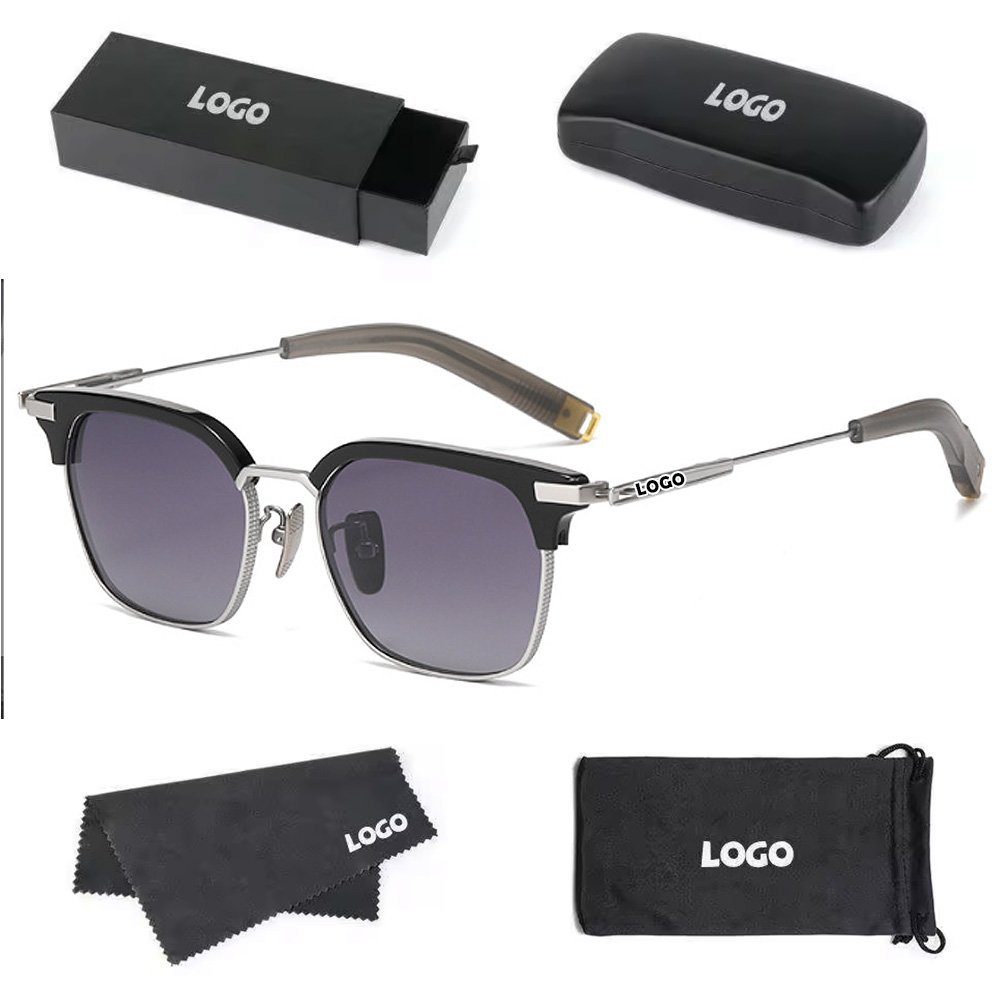 2024 New Trend Korean UV400 Polarized Sunglasses Retro Square Style Titanium Acetate Optical Frame Luxury Men Women