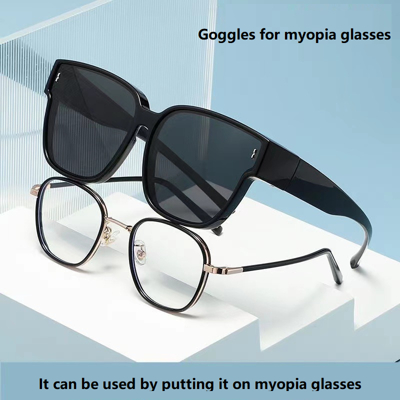 sunglasses 2024 polarized large frame tac fashion high quality fit on sun glasses for myopia driving clicp on sunglasses