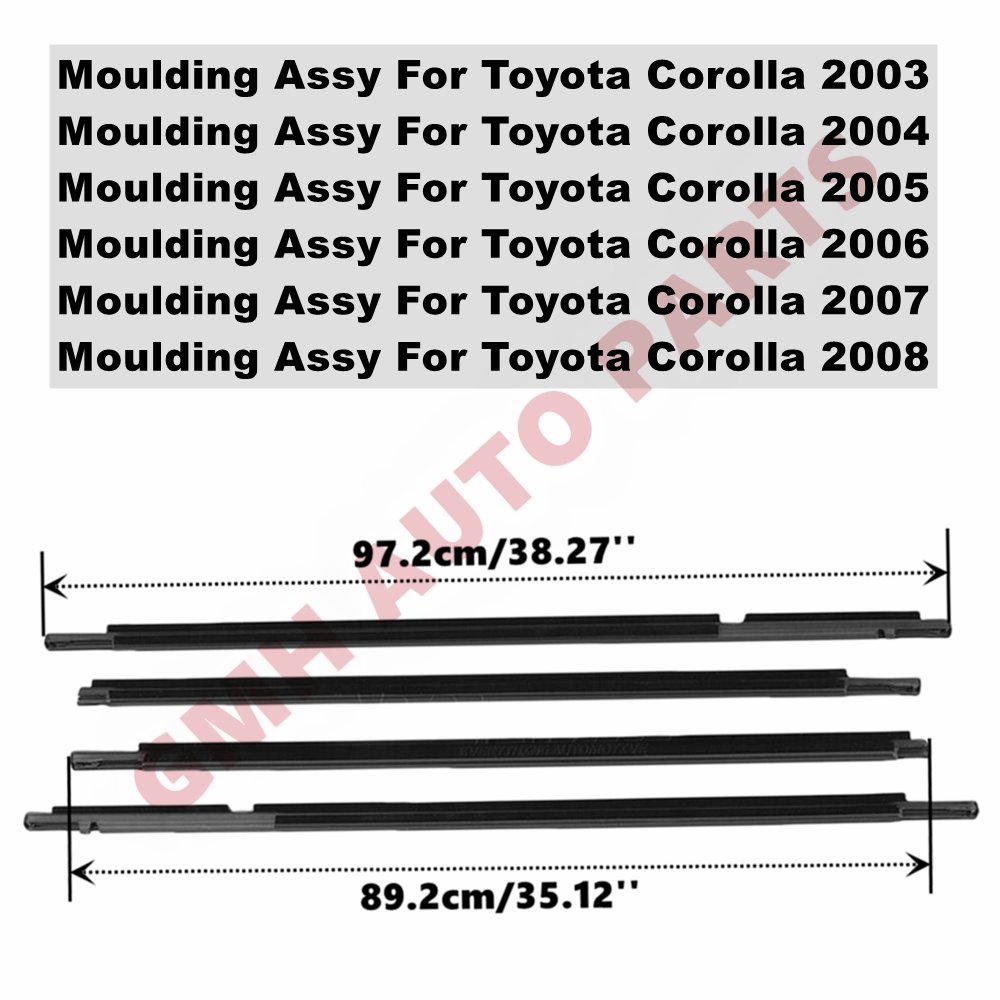 Black Chromed Plastic Trim Car Outside Window Moulding Weatherstrip Seal Belt for Toyota Corolla 2003-2008