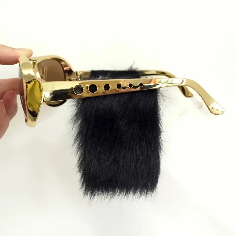 Party Hot Sell Gold Frame Classic Glasses with Sideburns Costume Sunglasses Funny With Hair