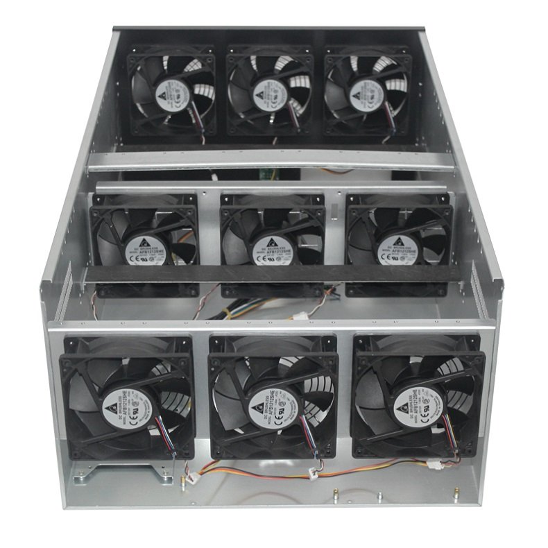 6 GPU 8GPU 13GPU Rig Frame Server Chassis Nine 12cm Fan Server Case