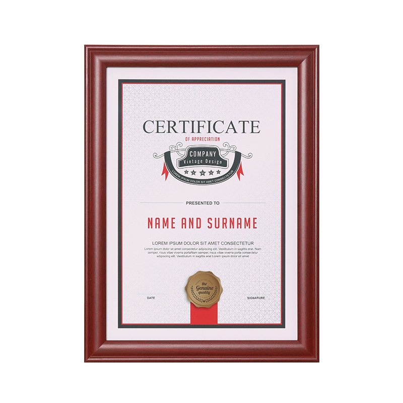 2024 Solid wood business license original frame A4 picture hanging wall pendulum table certificate f