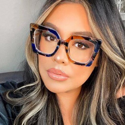 DL Glasses Trendy Eyewear Manufacturer Fashion Big Square Frame Glasses Women Lunettes Anti Blue Light Eyeglasses Frames