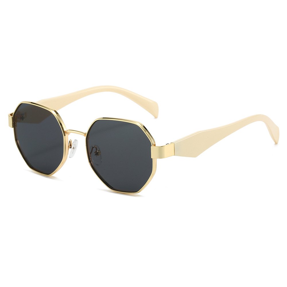 Personalized Fashion Sunglasses Men Wholesale Branded Custom Metal Hexagon Sunglasses Unisex Good Quality 2024