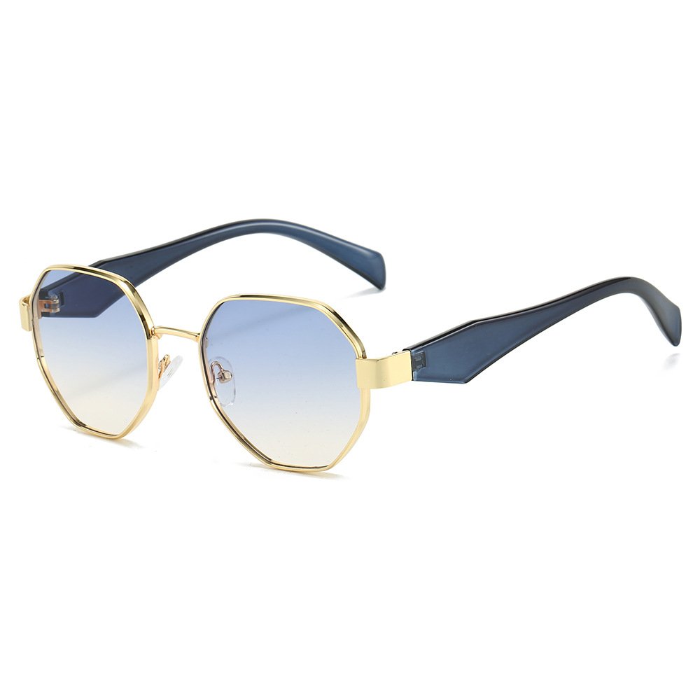 Personalized Fashion Sunglasses Men Wholesale Branded Custom Metal Hexagon Sunglasses Unisex Good Quality 2024