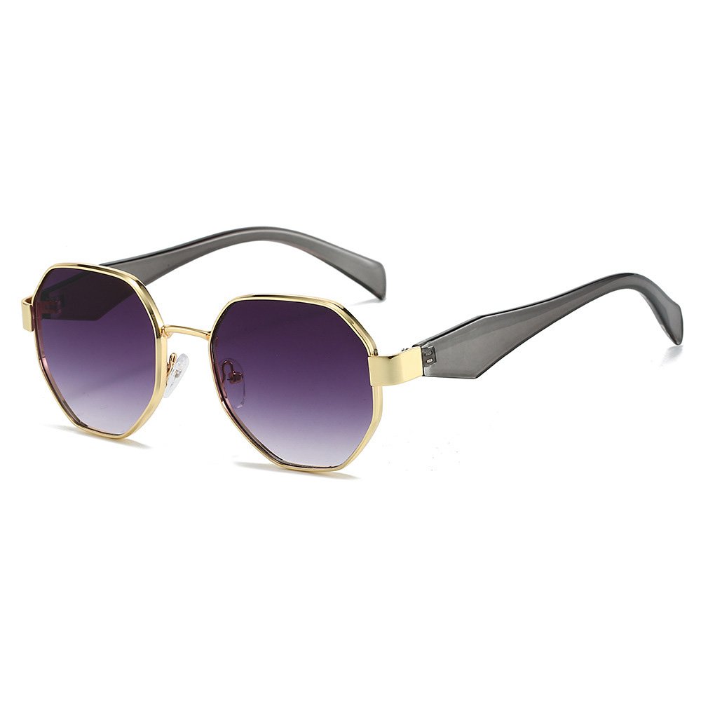 Personalized Fashion Sunglasses Men Wholesale Branded Custom Metal Hexagon Sunglasses Unisex Good Quality 2024