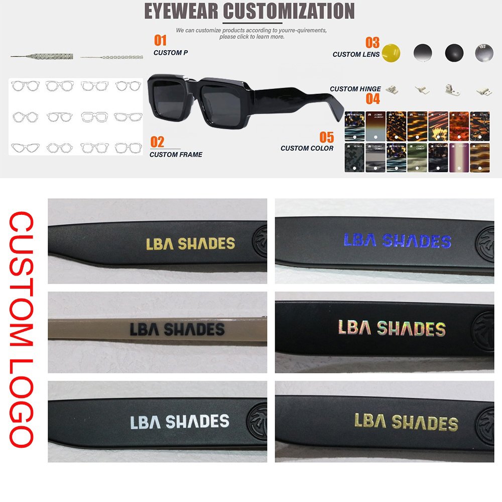 LBAshades 2406 Luxury Polarized Vintage High Quality Square Thick Frames Handmade Custom Acetate Sunglasses Women Men