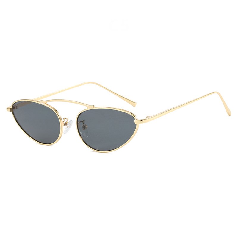 Euro-American fashion personalized small cheap custom logo sunglasses ladies summer single beam cat eye metal sunglasses 2024
