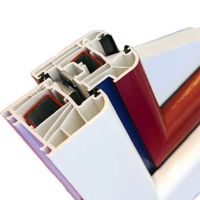 Useful Wood Laminated UPVC Plastic Extrusion Door Frame Profiles for Building Casement Type PVC Moulding Bathroom Application