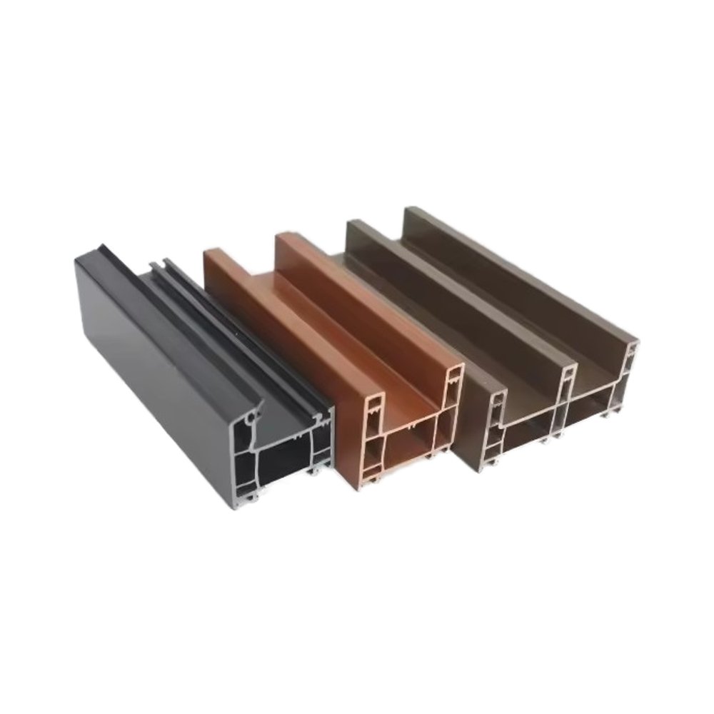 Useful Wood Laminated UPVC Plastic Extrusion Door Frame Profiles for Building Casement Type PVC Moulding Bathroom Application