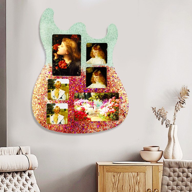 DIY Creative Guitar Photo Frame Silicone Mould Desktop Decoration Wall Decoration Epoxy Resin Mold for Personalized Gifts