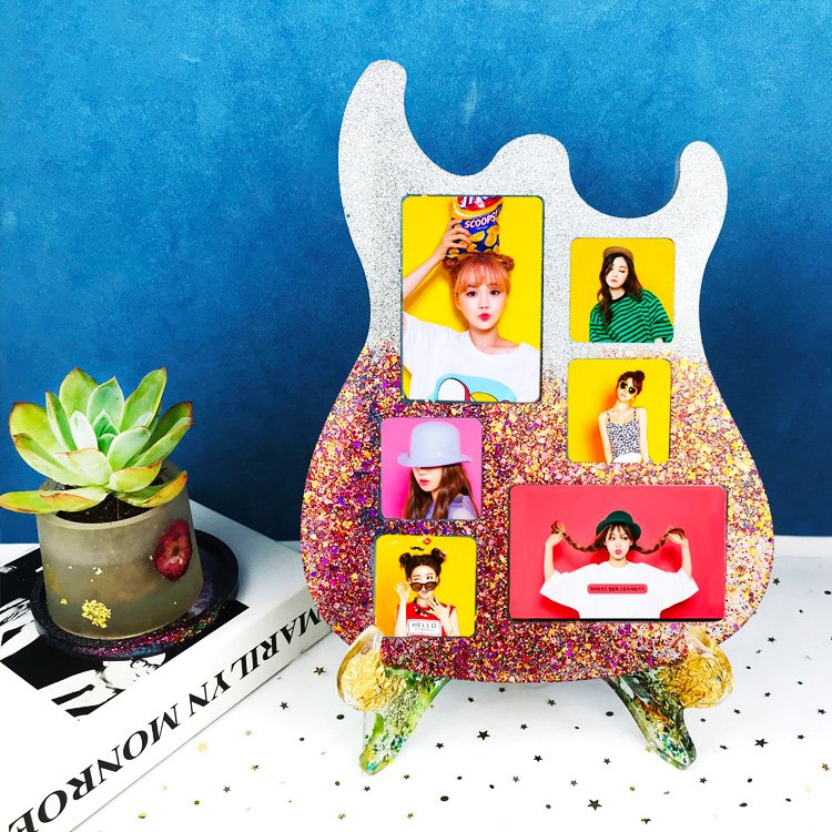 DIY Creative Guitar Photo Frame Silicone Mould Desktop Decoration Wall Decoration Epoxy Resin Mold for Personalized Gifts