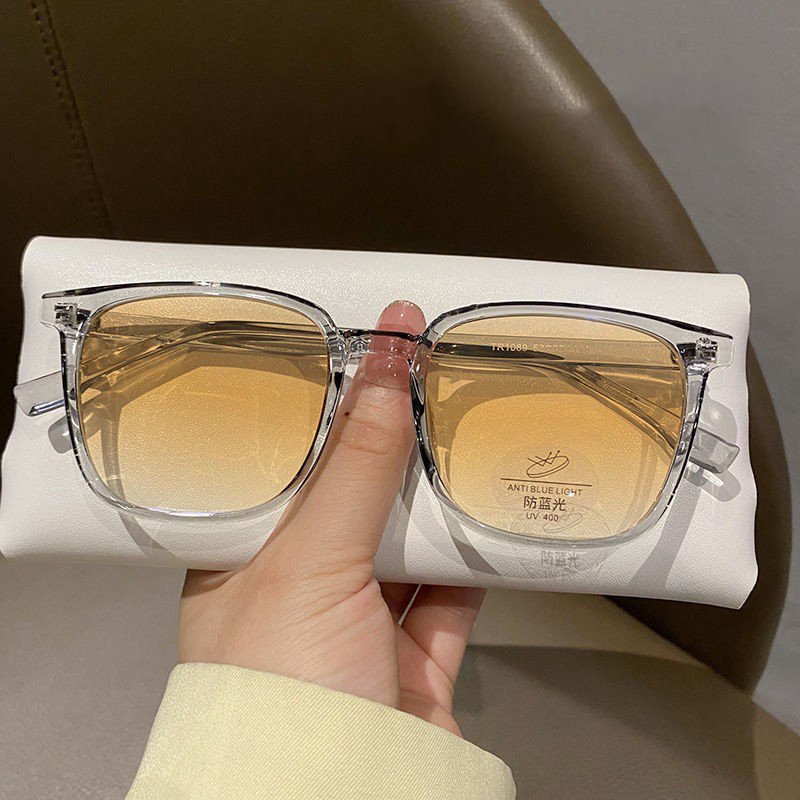 Photochromic Anti Radiation Glasses For Women Men Square Flat Light Eyeglasses Frame Sun Shade Female Sunglasses