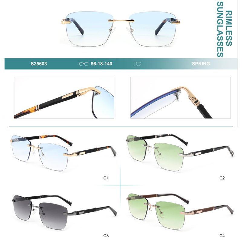 unique design sunglasses sunglasses fashion metal hinged large frame rimless sunglasses