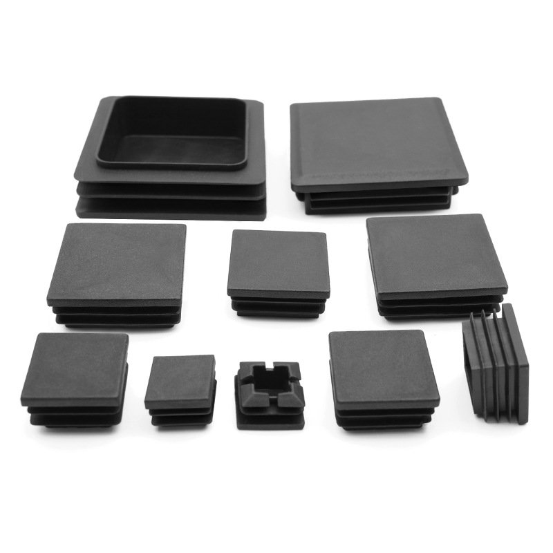 Heavy Duty Black Tube End Plug Anti Slip Furniture Leg End Caps 1inch Square Tube Unistrut End Caps For Frame Hole Tube Plugs