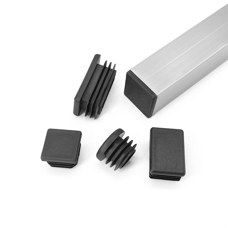 Heavy Duty Black Tube End Plug Anti Slip Furniture Leg End Caps 1inch Square Tube Unistrut End Caps For Frame Hole Tube Plugs
