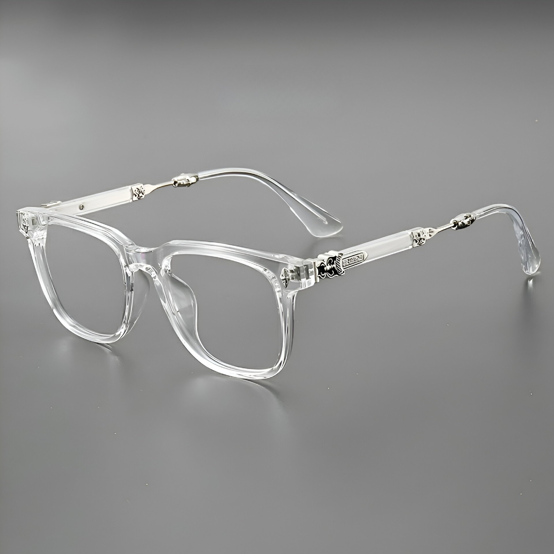 2024New square frame eyeglasses frame star net red the same retro plate punk style can be equipped with myopia