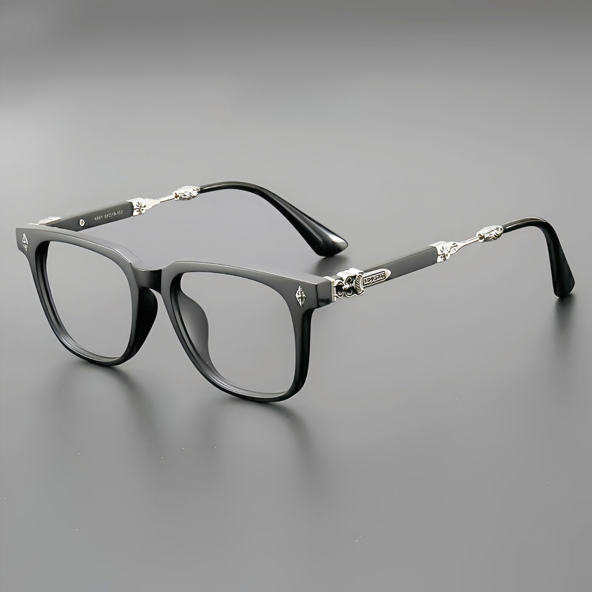 2024New square frame eyeglasses frame star net red the same retro plate punk style can be equipped with myopia