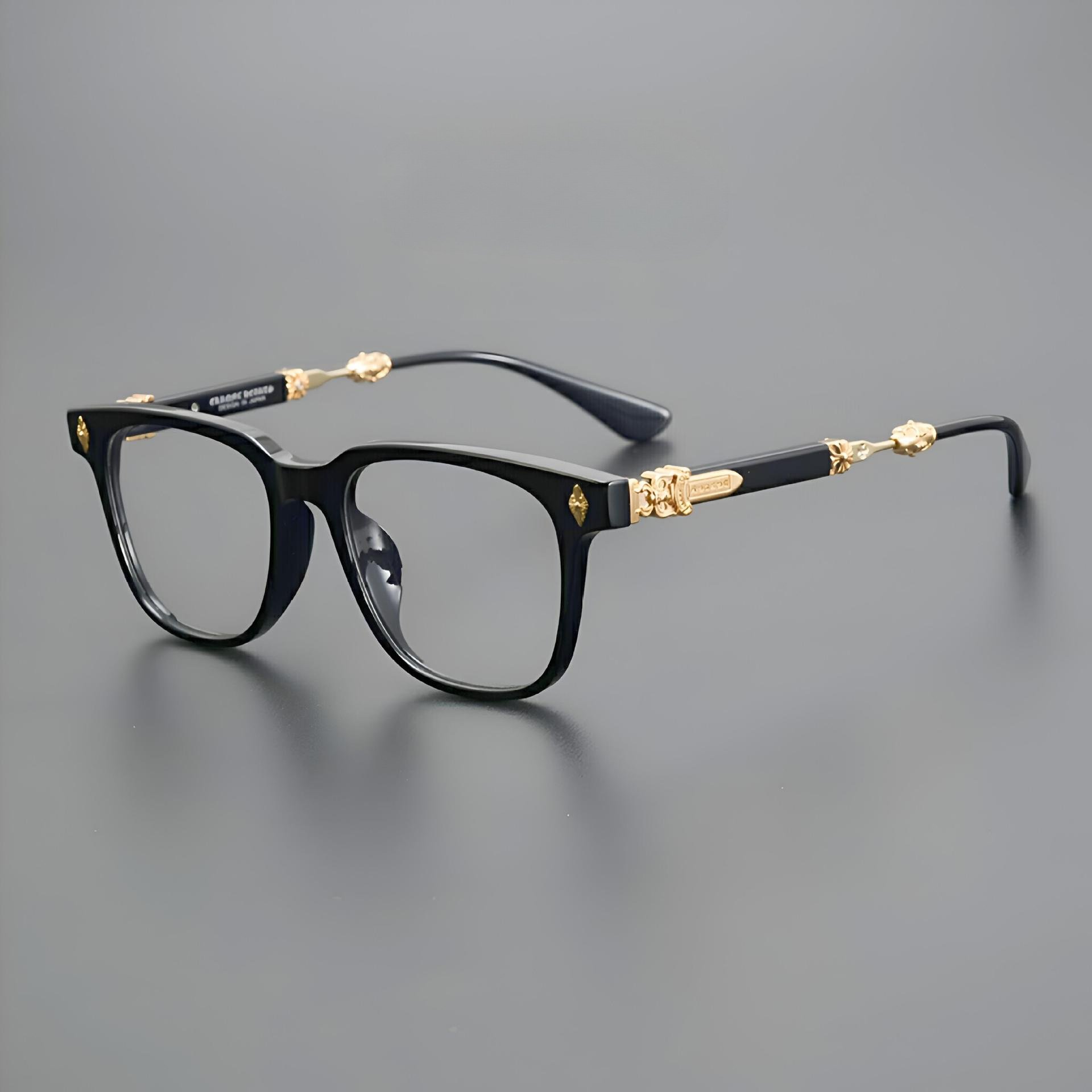 2024New square frame eyeglasses frame star net red the same retro plate punk style can be equipped with myopia