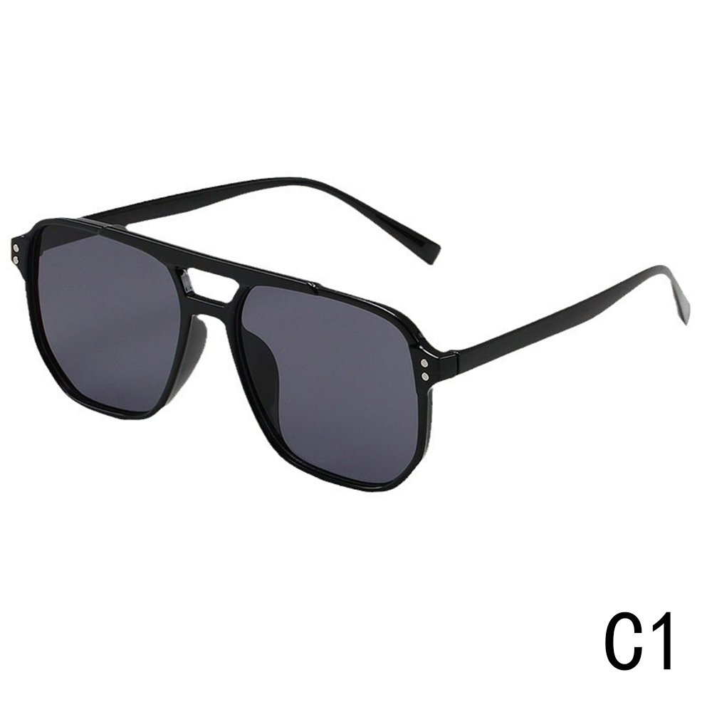 New Female UV Protection Square Frame Sunglasses Retro Ocean Red Double Beam Design Diamond Face Shape Flight Crew Pilot PC