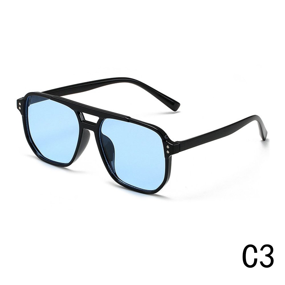 New Female UV Protection Square Frame Sunglasses Retro Ocean Red Double Beam Design Diamond Face Shape Flight Crew Pilot PC