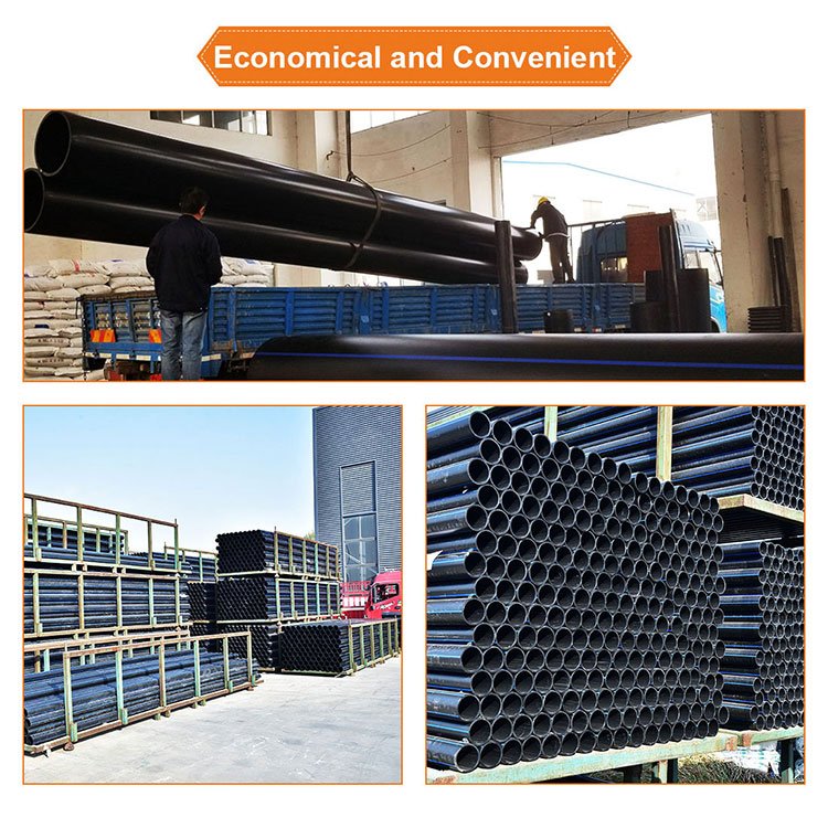 Factory wholesale 100m 200m and 300m 400mm hdpe roll steel frame black pipe blue stripe for water supply price list