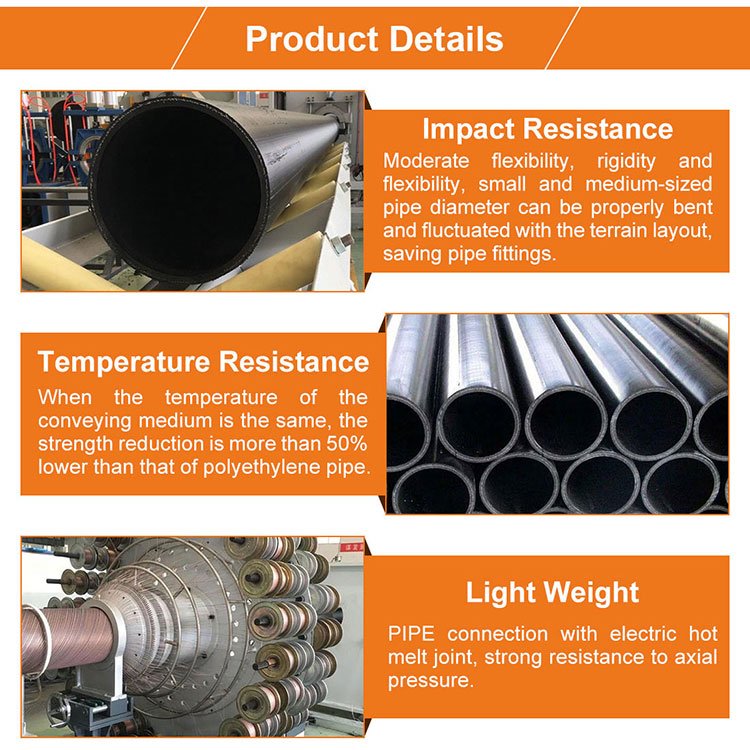 Factory wholesale 100m 200m and 300m 400mm hdpe roll steel frame black pipe blue stripe for water supply price list