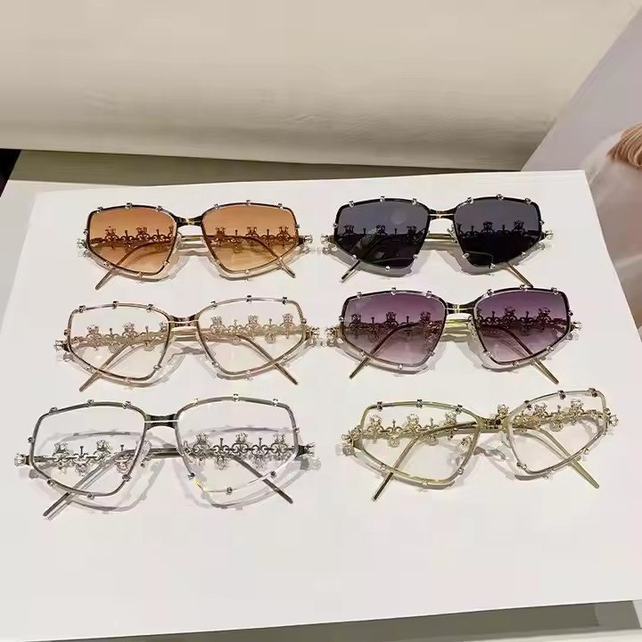 2523 High Quality Luxury Brand Women Rhinestone Cat Eye Sunglasses Eyeglasses Frames 2025