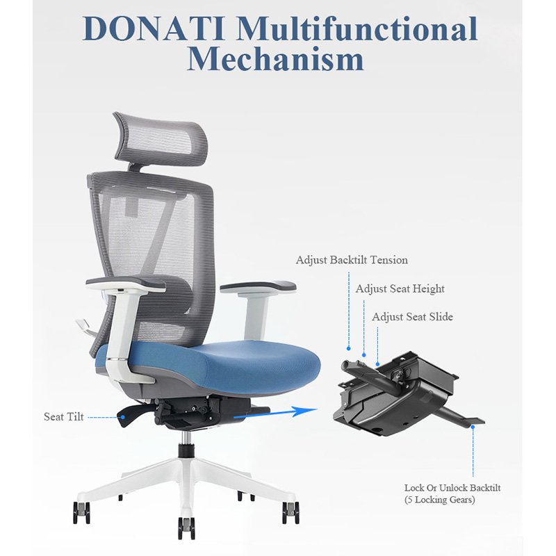 Bifma Sillas De Oficina White Frame 4D Armrest Computer High Back Executive Mesh Ergonomic Office Chairs