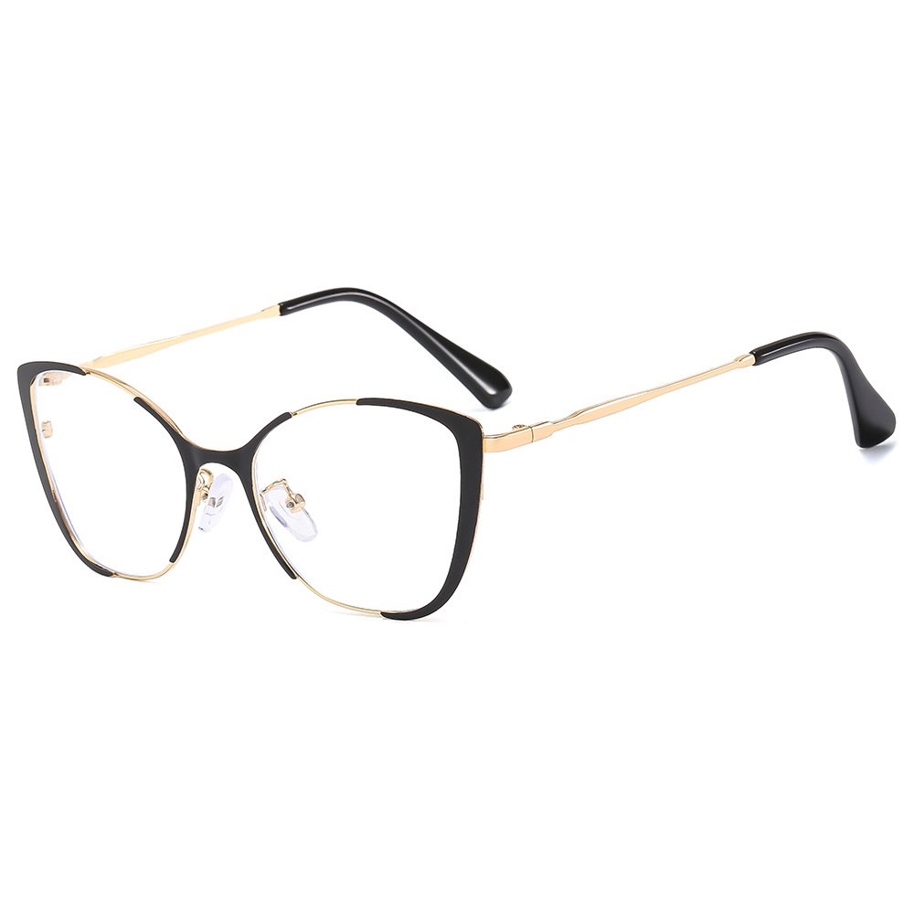 healthy metal gold private label optical frame business style anti blue light glasses for women