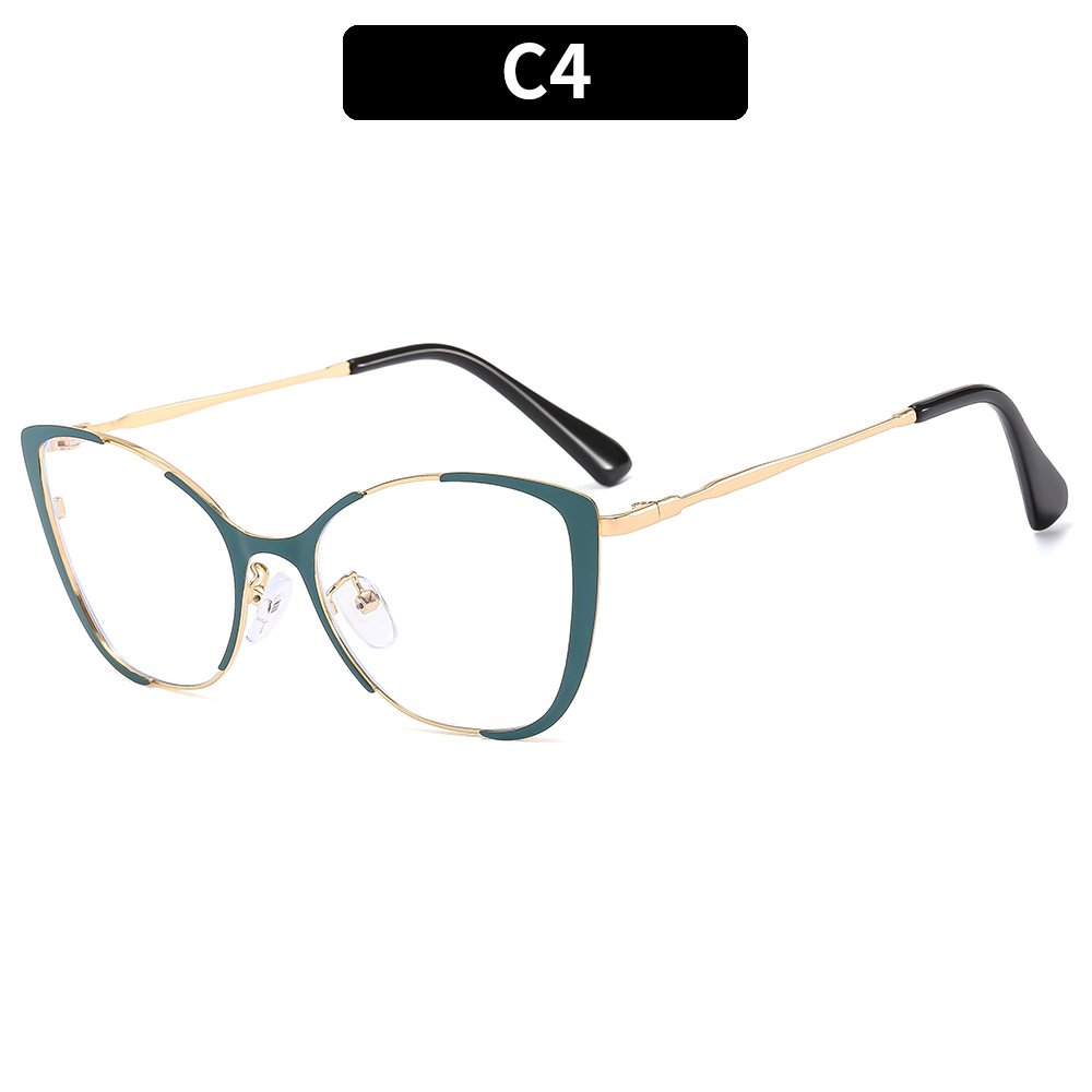 healthy metal gold private label optical frame business style anti blue light glasses for women