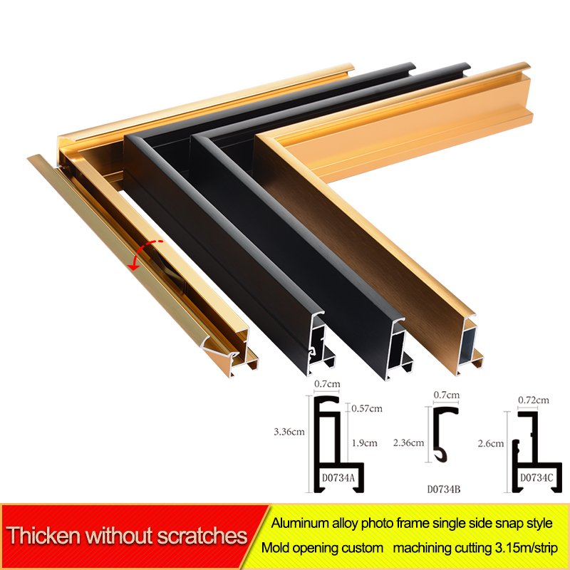 Custom Black Titanium Gold Unilateral Opening Advertising Aluminium Snap Frame Poster Metal Frame Aluminum Clip Frames Moulding