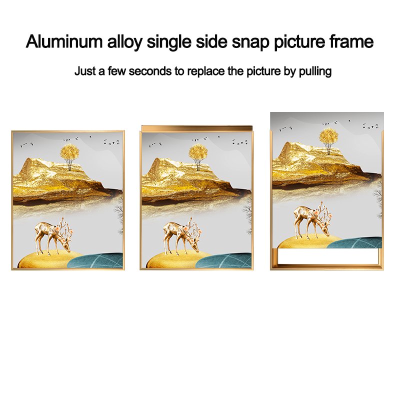 Custom Black Titanium Gold Unilateral Opening Advertising Aluminium Snap Frame Poster Metal Frame Aluminum Clip Frames Moulding