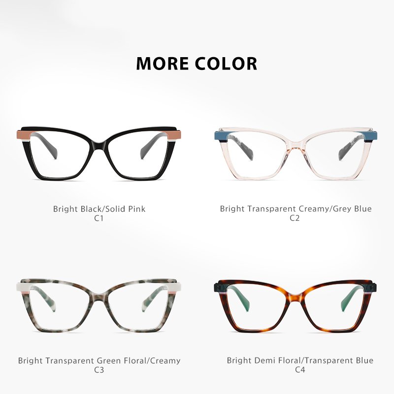 Custom Logo Angular Square Geometric Acetate Eyeglasses with Two-tone Laminated Brand Design Style Optical Glasses for Women