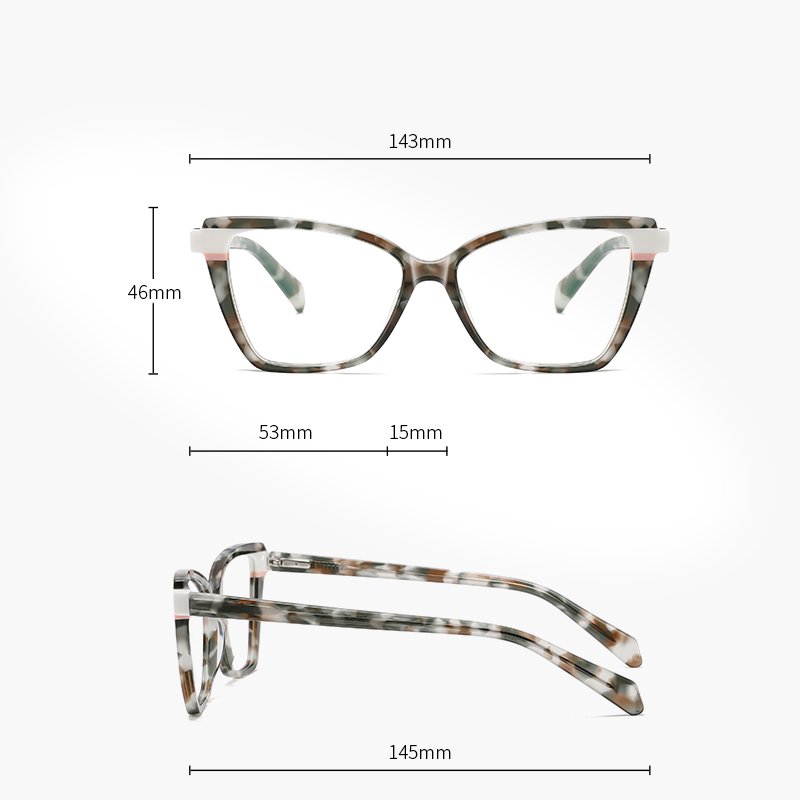 Custom Logo Angular Square Geometric Acetate Eyeglasses with Two-tone Laminated Brand Design Style Optical Glasses for Women