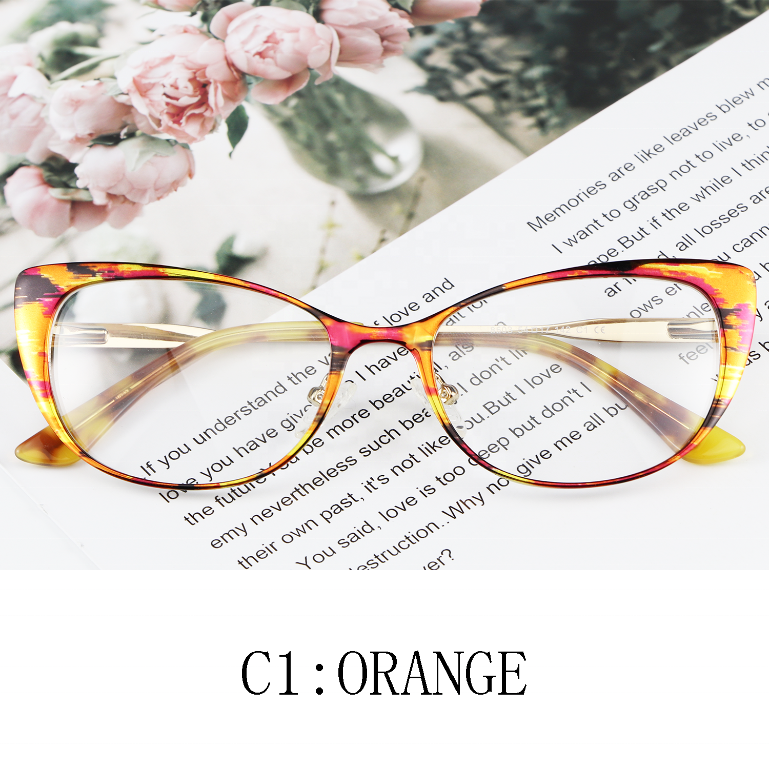 Wholesale Flower Package Neutral Clear Lens Optical Glasses Rectangular Frame with Progressive Visual Effects Rainbow Mirror