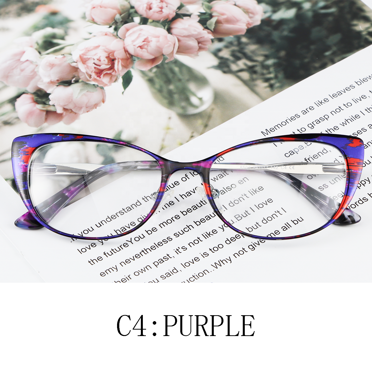 Wholesale Flower Package Neutral Clear Lens Optical Glasses Rectangular Frame with Progressive Visual Effects Rainbow Mirror