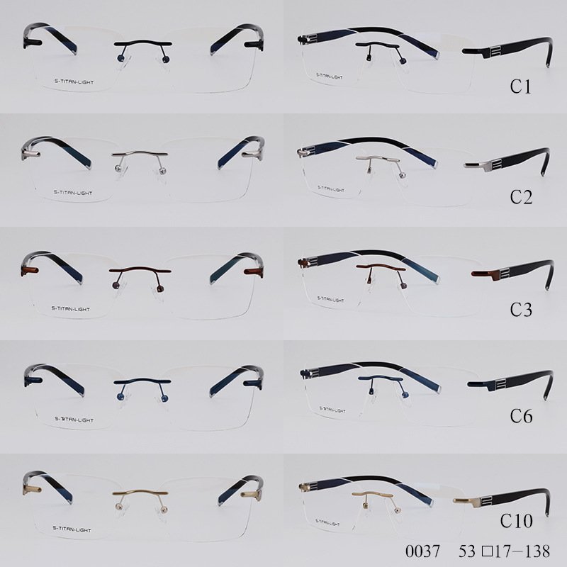 8005 fashion quality luxury acetate computer eyeglass vintage luxury tr90 Men's metal eyeglasses rimless optical frames men